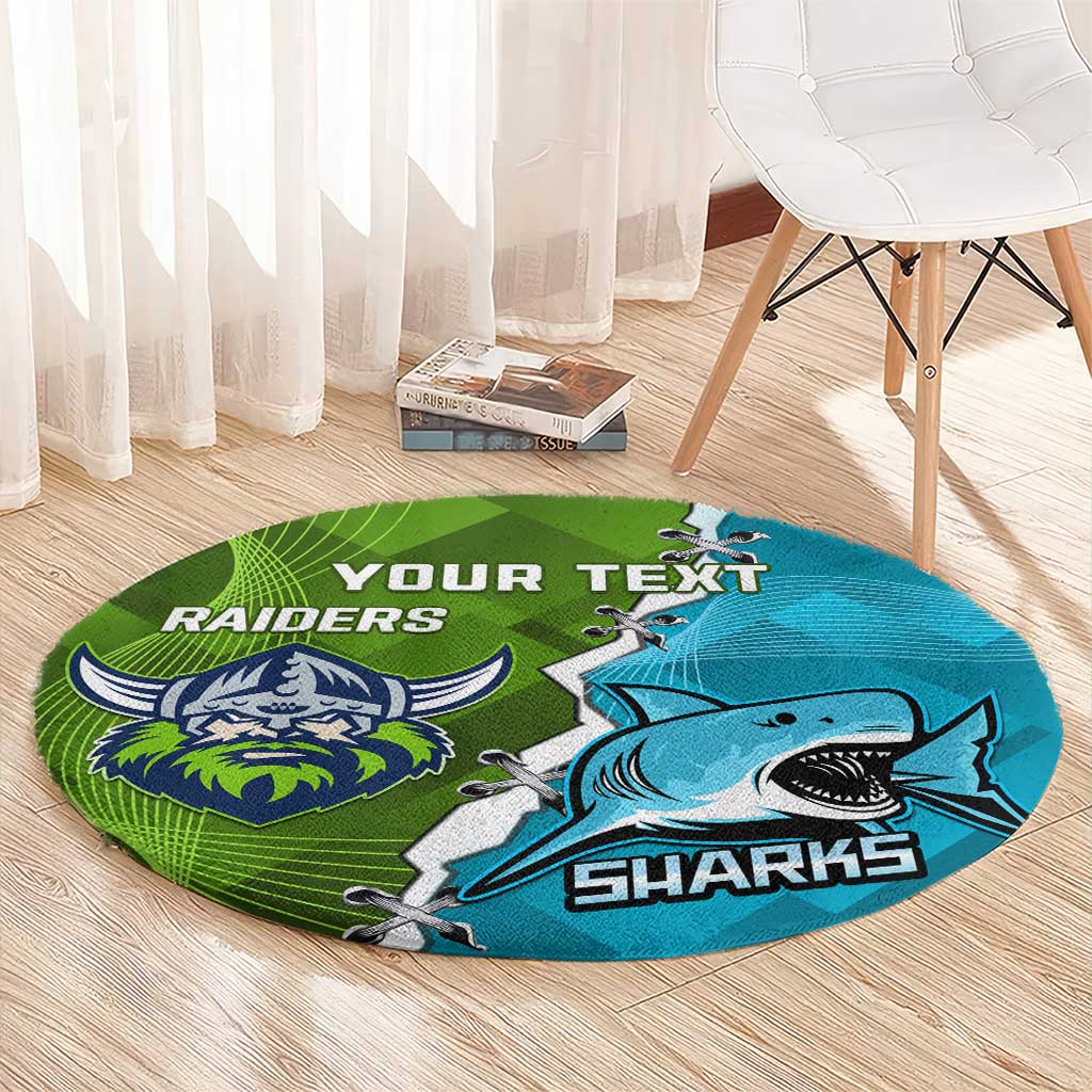 Personalised Sharks And Raiders Rugby Round Carpet Sporty Style