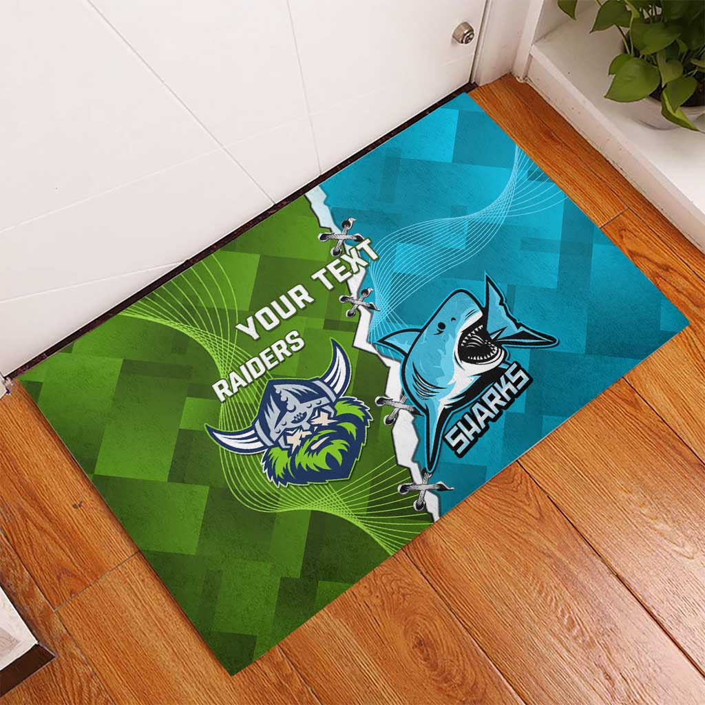 Personalised Sharks And Raiders Rugby Rubber Doormat Sporty Style