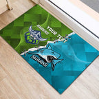 Personalised Sharks And Raiders Rugby Rubber Doormat Sporty Style