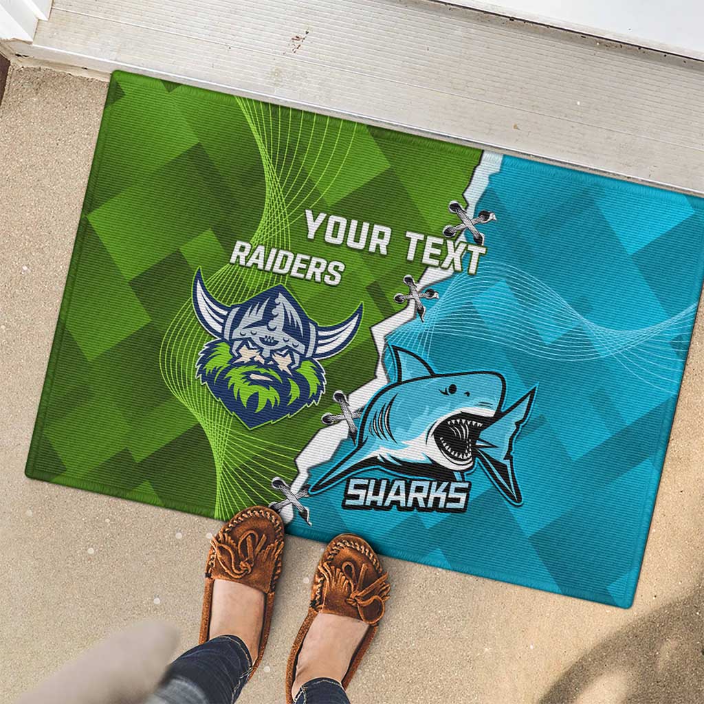 Personalised Sharks And Raiders Rugby Rubber Doormat Sporty Style