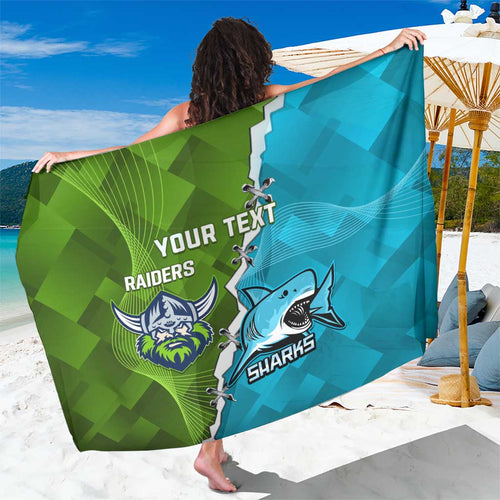 Personalised Sharks And Raiders Rugby Sarong Sporty Style