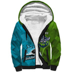 Personalised Sharks And Raiders Rugby Sherpa Hoodie Sporty Style