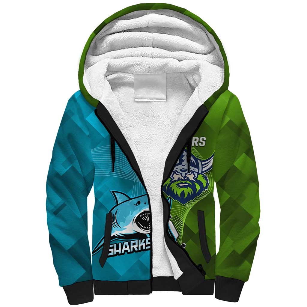Personalised Sharks And Raiders Rugby Sherpa Hoodie Sporty Style
