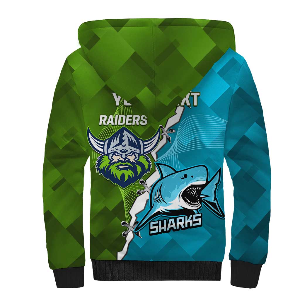 Personalised Sharks And Raiders Rugby Sherpa Hoodie Sporty Style