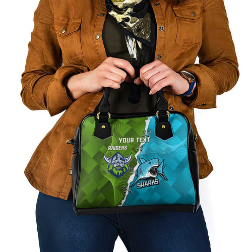 Personalised Sharks And Raiders Rugby Shoulder Handbag Sporty Style