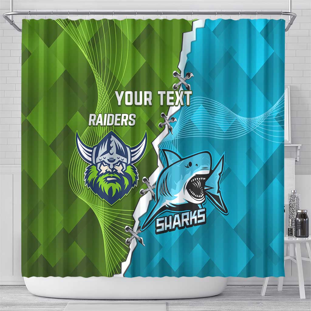 Personalised Sharks And Raiders Rugby Shower Curtain Sporty Style