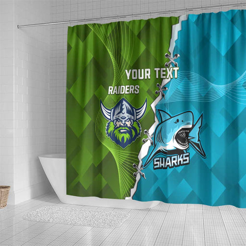 Personalised Sharks And Raiders Rugby Shower Curtain Sporty Style
