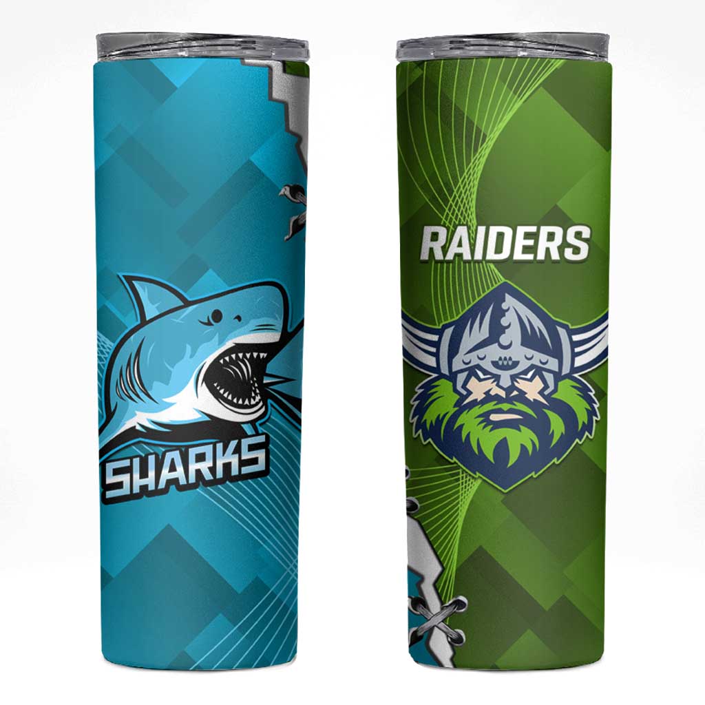 Sharks And Raiders Rugby Skinny Tumbler Sporty Style