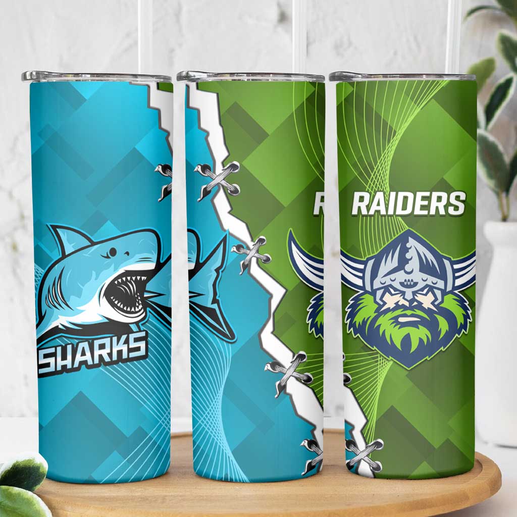 Sharks And Raiders Rugby Skinny Tumbler Sporty Style