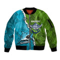 Personalised Sharks And Raiders Rugby Sleeve Zip Bomber Jacket Sporty Style