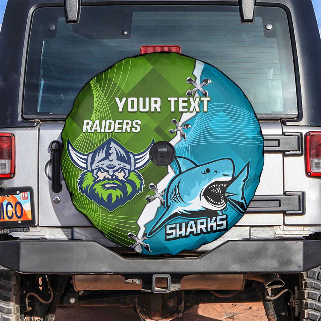 Personalised Sharks And Raiders Rugby Spare Tire Cover Sporty Style