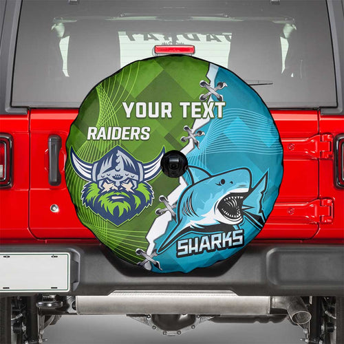 Personalised Sharks And Raiders Rugby Spare Tire Cover Sporty Style