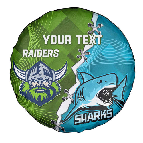 Personalised Sharks And Raiders Rugby Spare Tire Cover Sporty Style