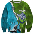 Personalised Sharks And Raiders Rugby Sweatshirt Sporty Style