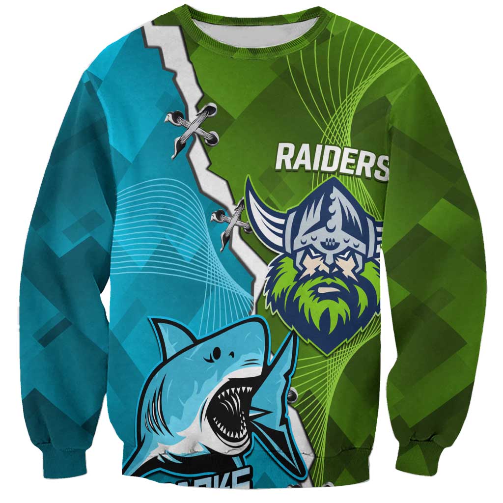 Personalised Sharks And Raiders Rugby Sweatshirt Sporty Style
