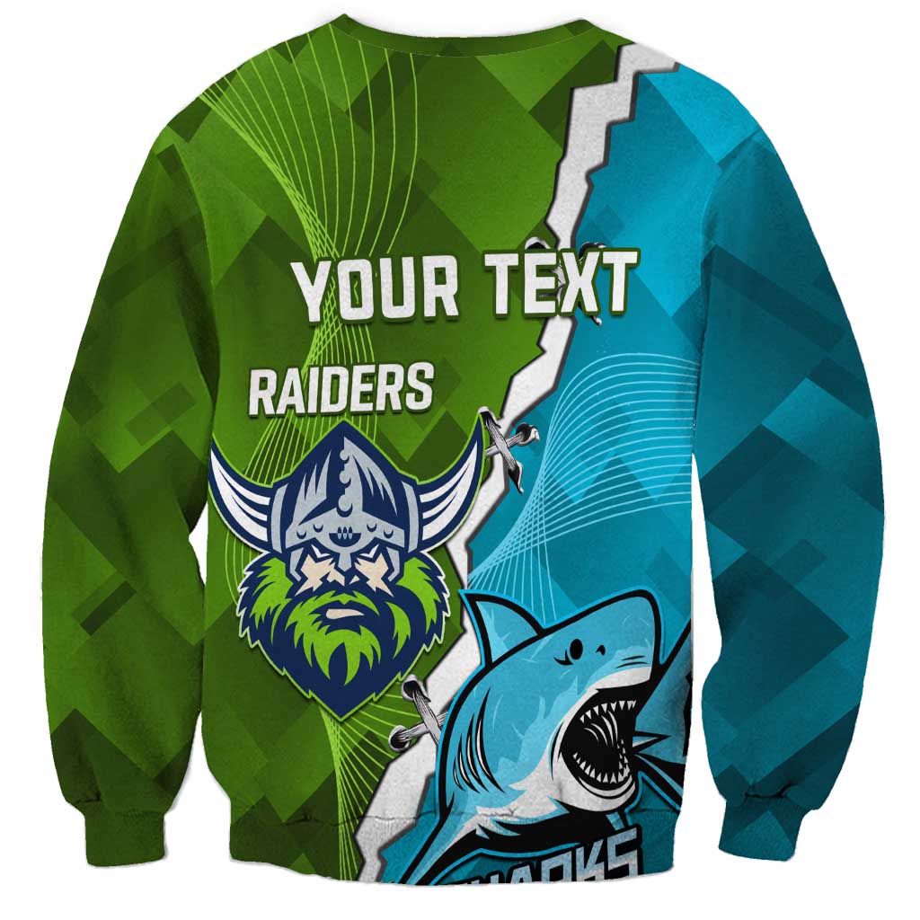 Personalised Sharks And Raiders Rugby Sweatshirt Sporty Style