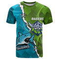 Personalised Sharks And Raiders Rugby T Shirt Sporty Style