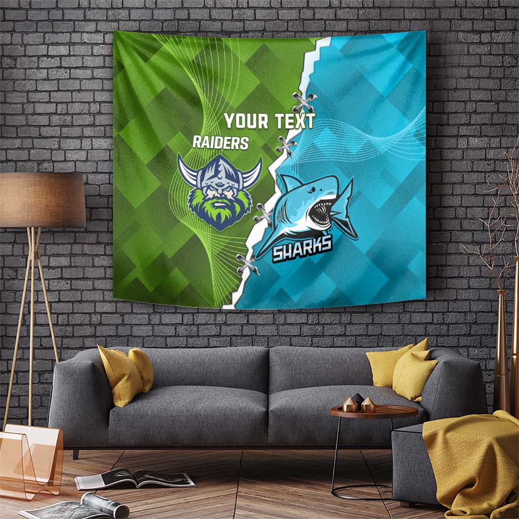 Personalised Sharks And Raiders Rugby Tapestry Sporty Style