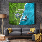Personalised Sharks And Raiders Rugby Tapestry Sporty Style