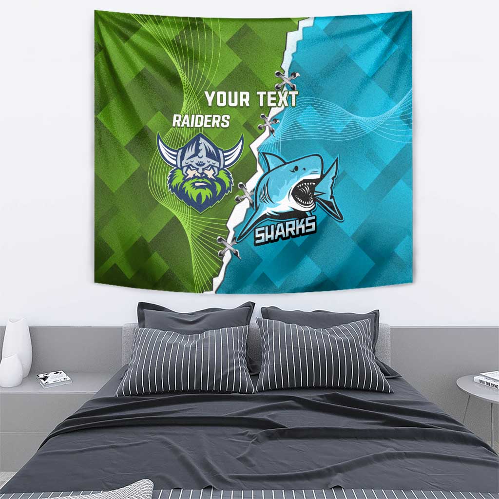 Personalised Sharks And Raiders Rugby Tapestry Sporty Style