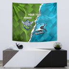 Personalised Sharks And Raiders Rugby Tapestry Sporty Style