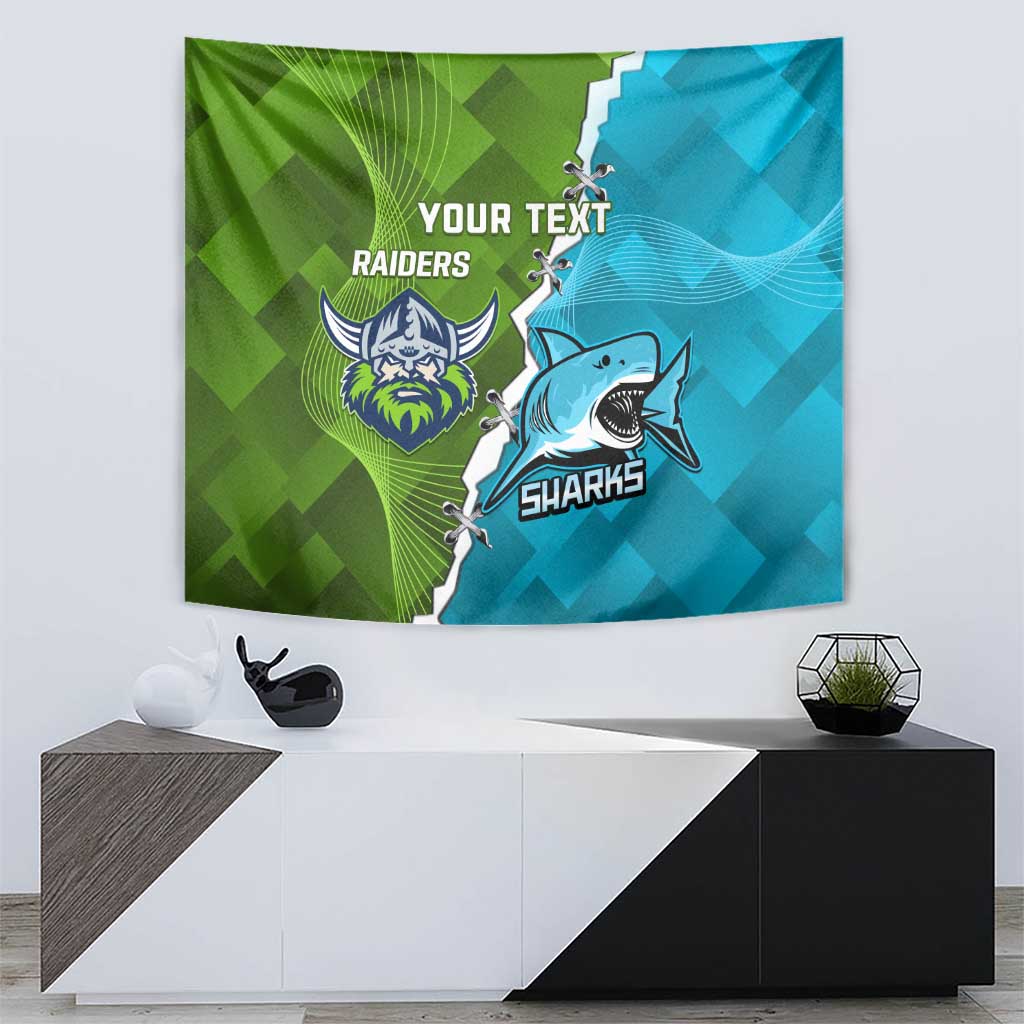 Personalised Sharks And Raiders Rugby Tapestry Sporty Style