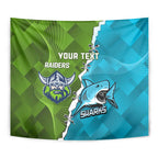 Personalised Sharks And Raiders Rugby Tapestry Sporty Style