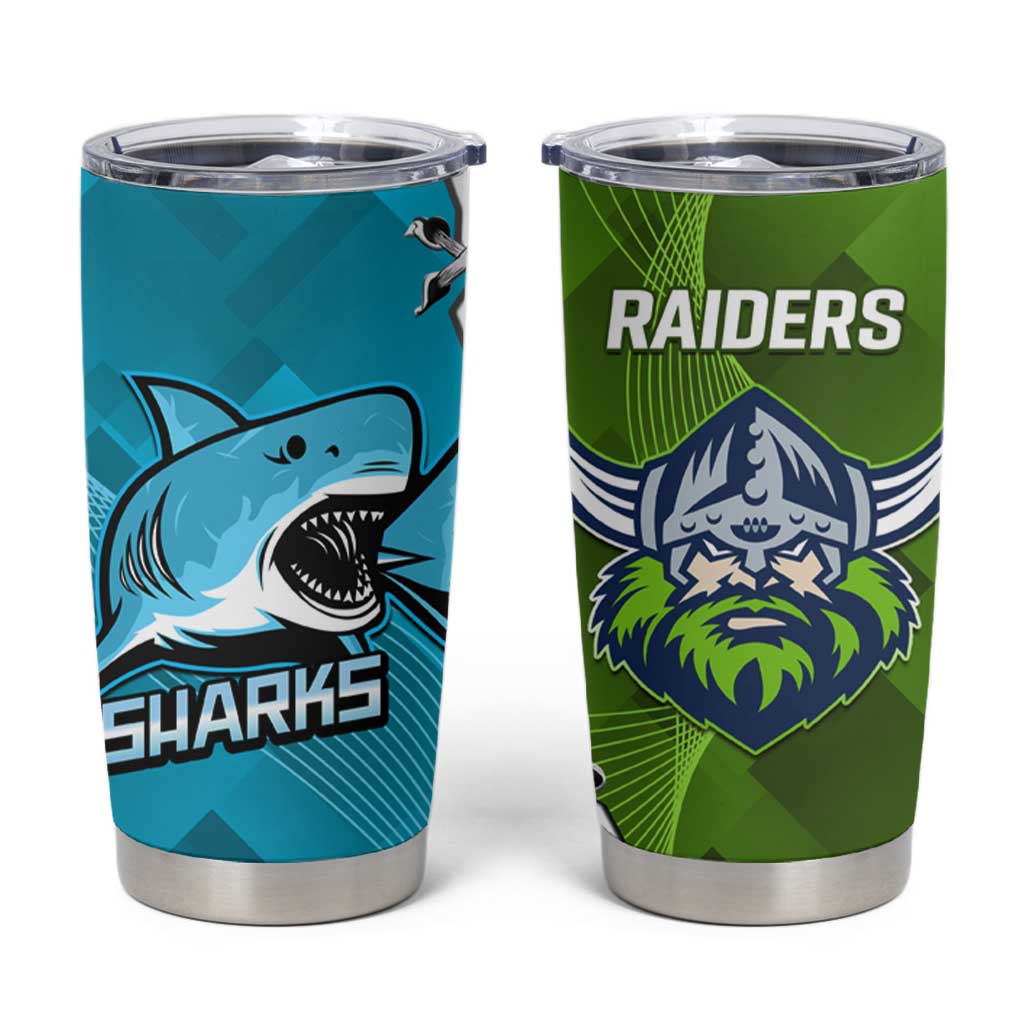 Sharks And Raiders Rugby Tumbler Cup Sporty Style