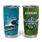 Sharks And Raiders Rugby Tumbler Cup Sporty Style