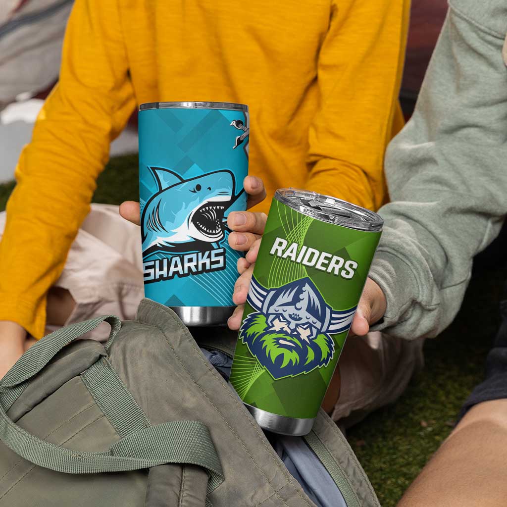 Sharks And Raiders Rugby Tumbler Cup Sporty Style