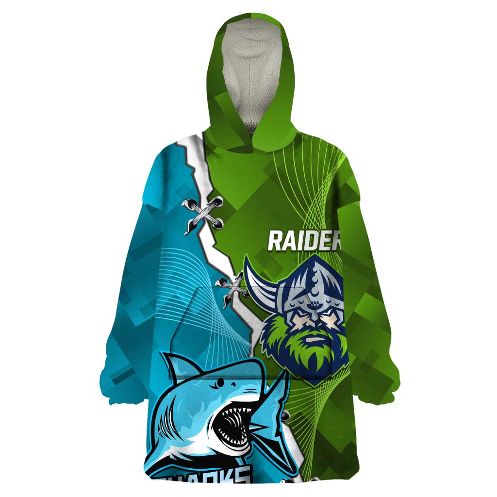 Personalised Sharks And Raiders Rugby Wearable Blanket Hoodie Sporty Style