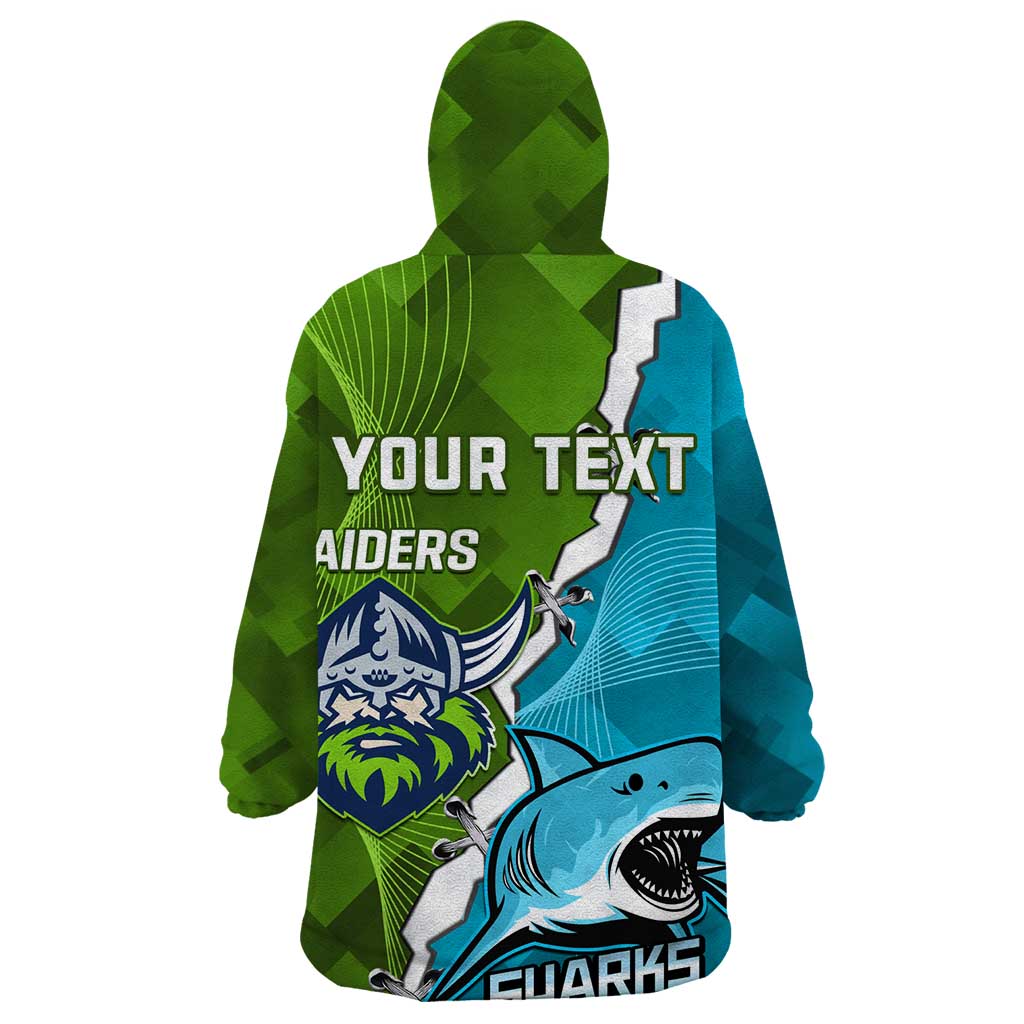 Personalised Sharks And Raiders Rugby Wearable Blanket Hoodie Sporty Style
