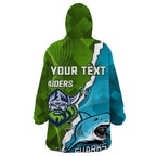 Personalised Sharks And Raiders Rugby Wearable Blanket Hoodie Sporty Style