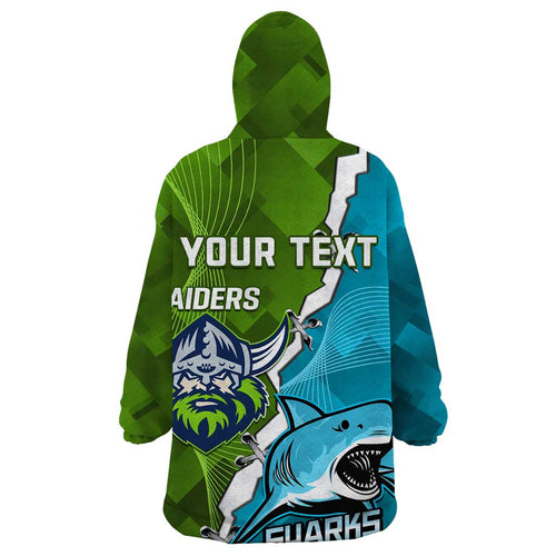 Personalised Sharks And Raiders Rugby Wearable Blanket Hoodie Sporty Style