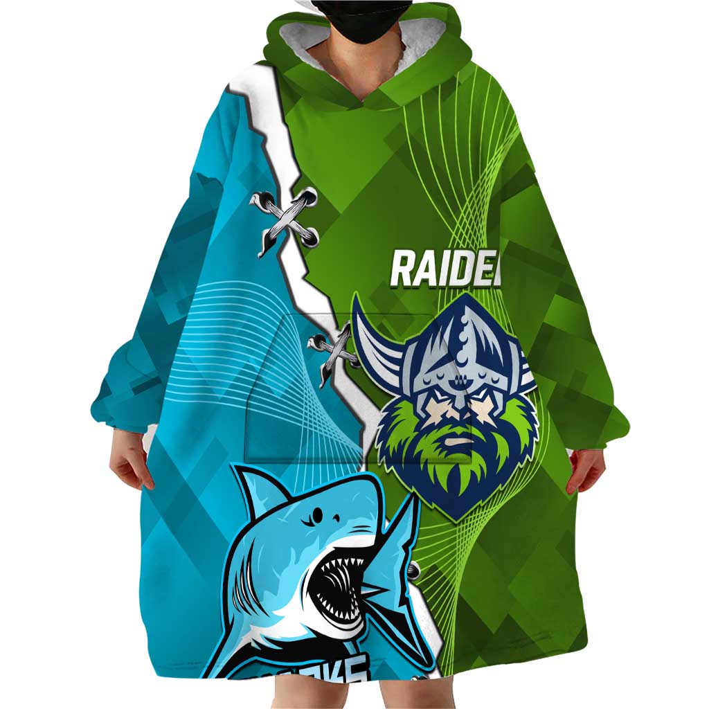 Personalised Sharks And Raiders Rugby Wearable Blanket Hoodie Sporty Style