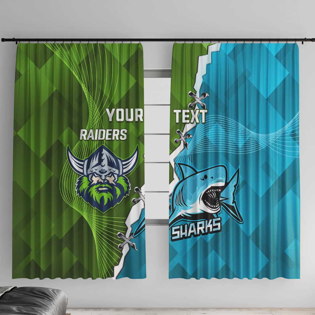 Personalised Sharks And Raiders Rugby Window Curtain Sporty Style