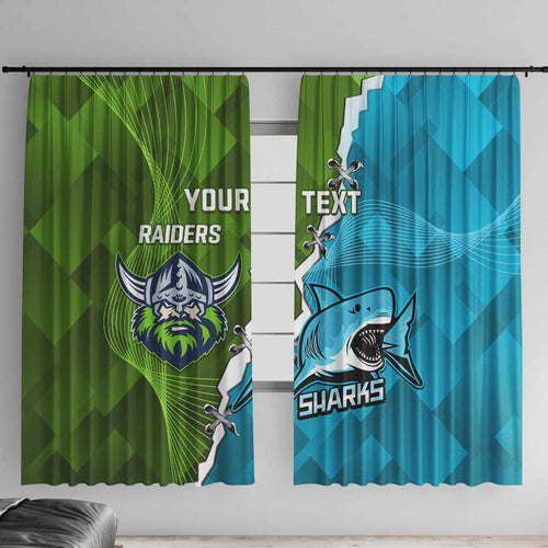 Personalised Sharks And Raiders Rugby Window Curtain Sporty Style