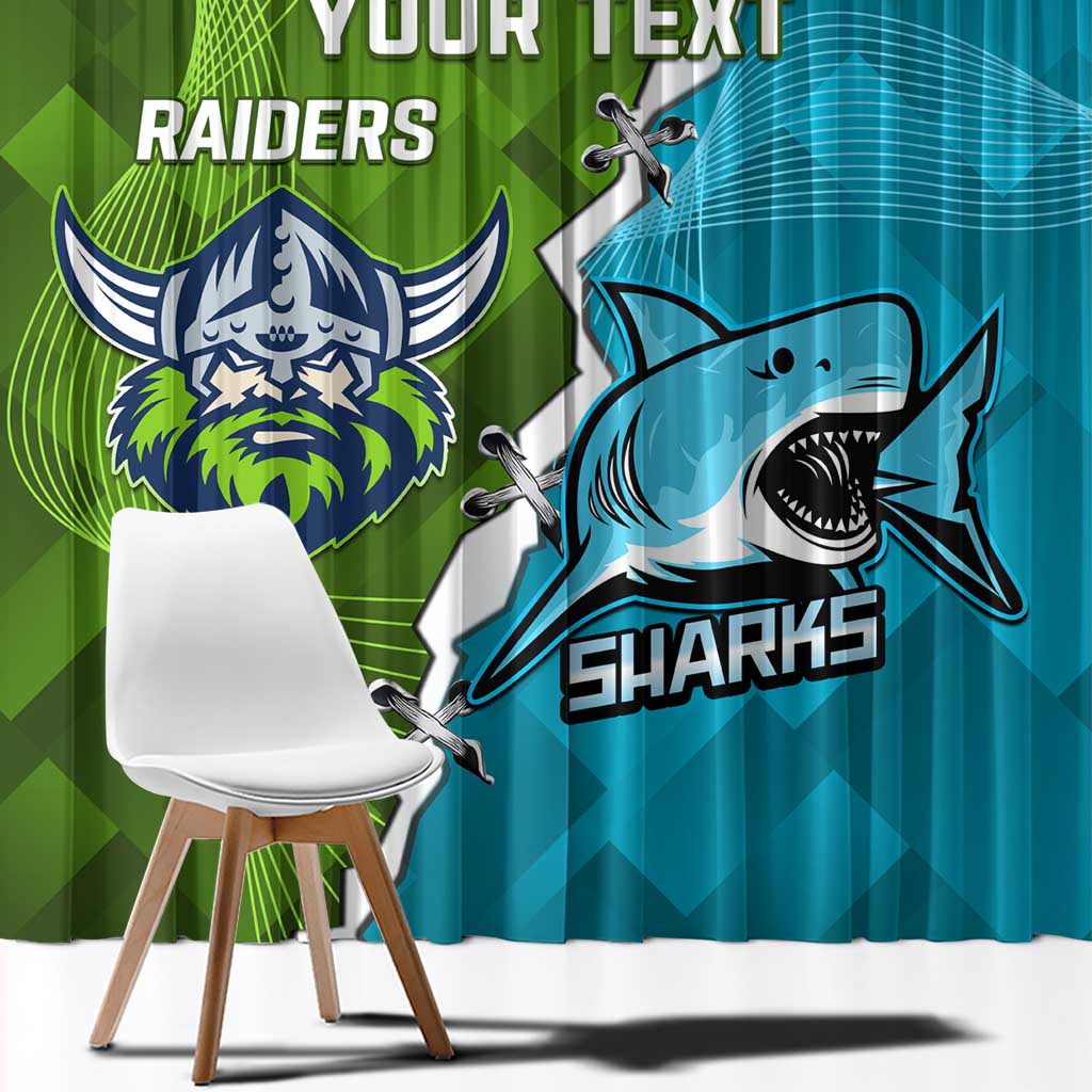 Personalised Sharks And Raiders Rugby Window Curtain Sporty Style