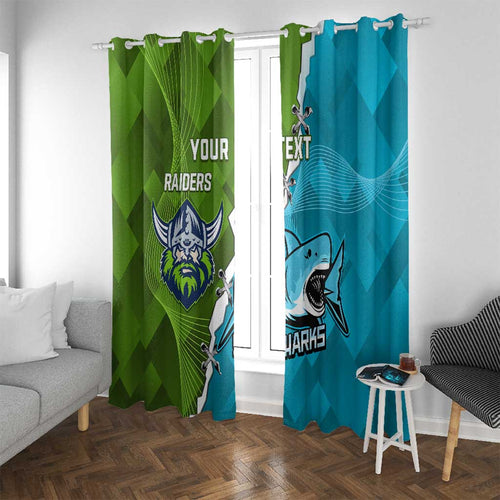 Personalised Sharks And Raiders Rugby Window Curtain Sporty Style