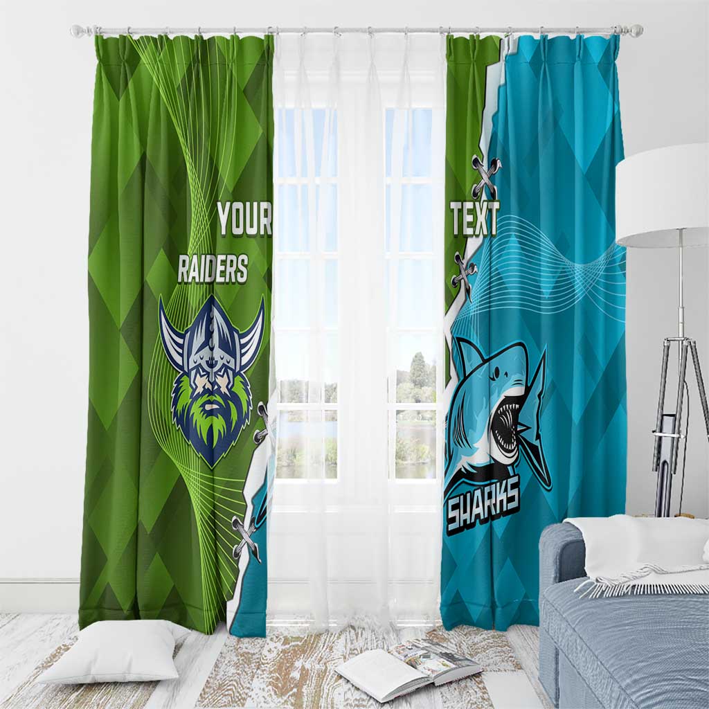 Personalised Sharks And Raiders Rugby Window Curtain Sporty Style