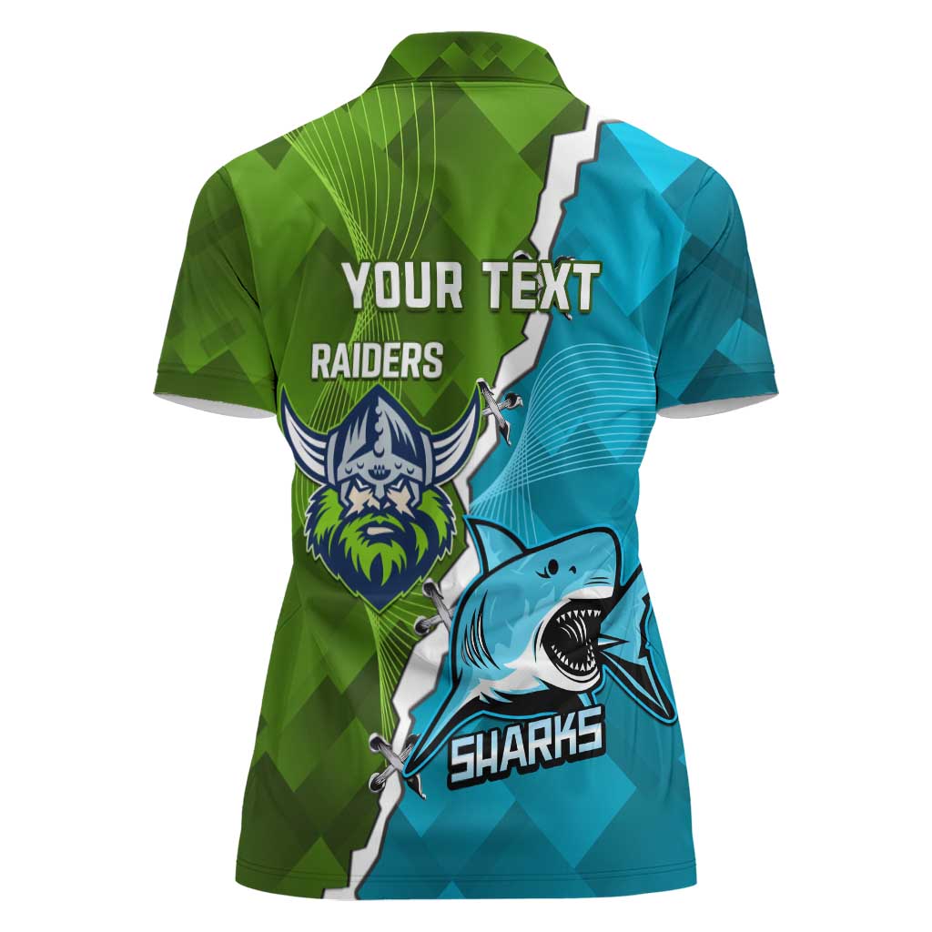 Personalised Sharks And Raiders Rugby Women Polo Shirt Sporty Style