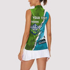 Personalised Sharks And Raiders Rugby Women Sleeveless Polo Shirt Sporty Style