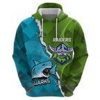 Personalised Sharks And Raiders Rugby Zip Hoodie Sporty Style