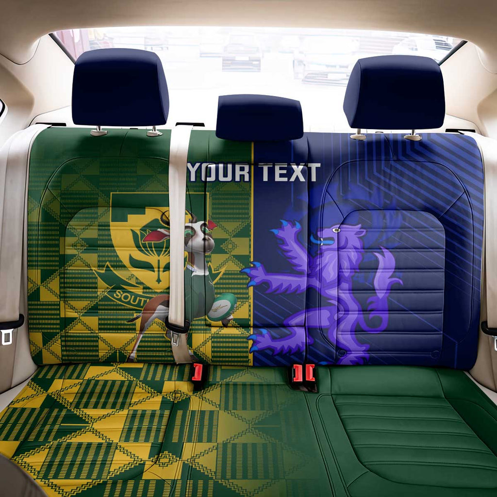 Custom South Africa And Scotland Rugby Back Car Seat Cover Springboks Thistle Together