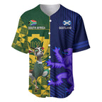 Custom South Africa And Scotland Rugby Baseball Jersey Springboks Thistle Together