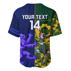 Custom South Africa And Scotland Rugby Baseball Jersey Springboks Thistle Together