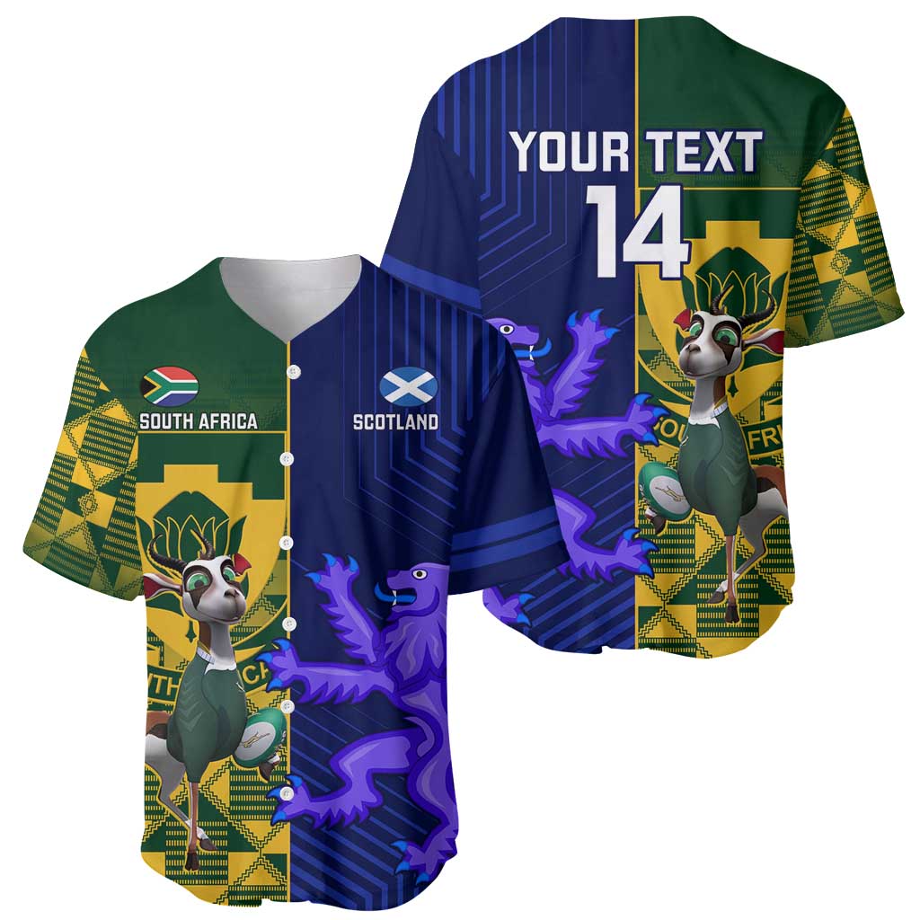 Custom South Africa And Scotland Rugby Baseball Jersey Springboks Thistle Together