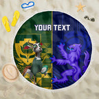 Custom South Africa And Scotland Rugby Beach Blanket Springboks Thistle Together