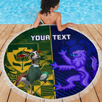 Custom South Africa And Scotland Rugby Beach Blanket Springboks Thistle Together