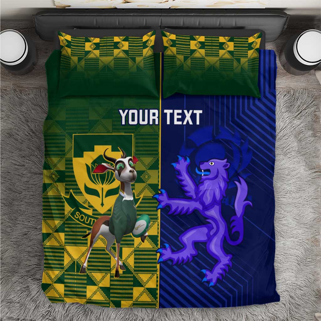 Custom South Africa And Scotland Rugby Bedding Set Springboks Thistle Together